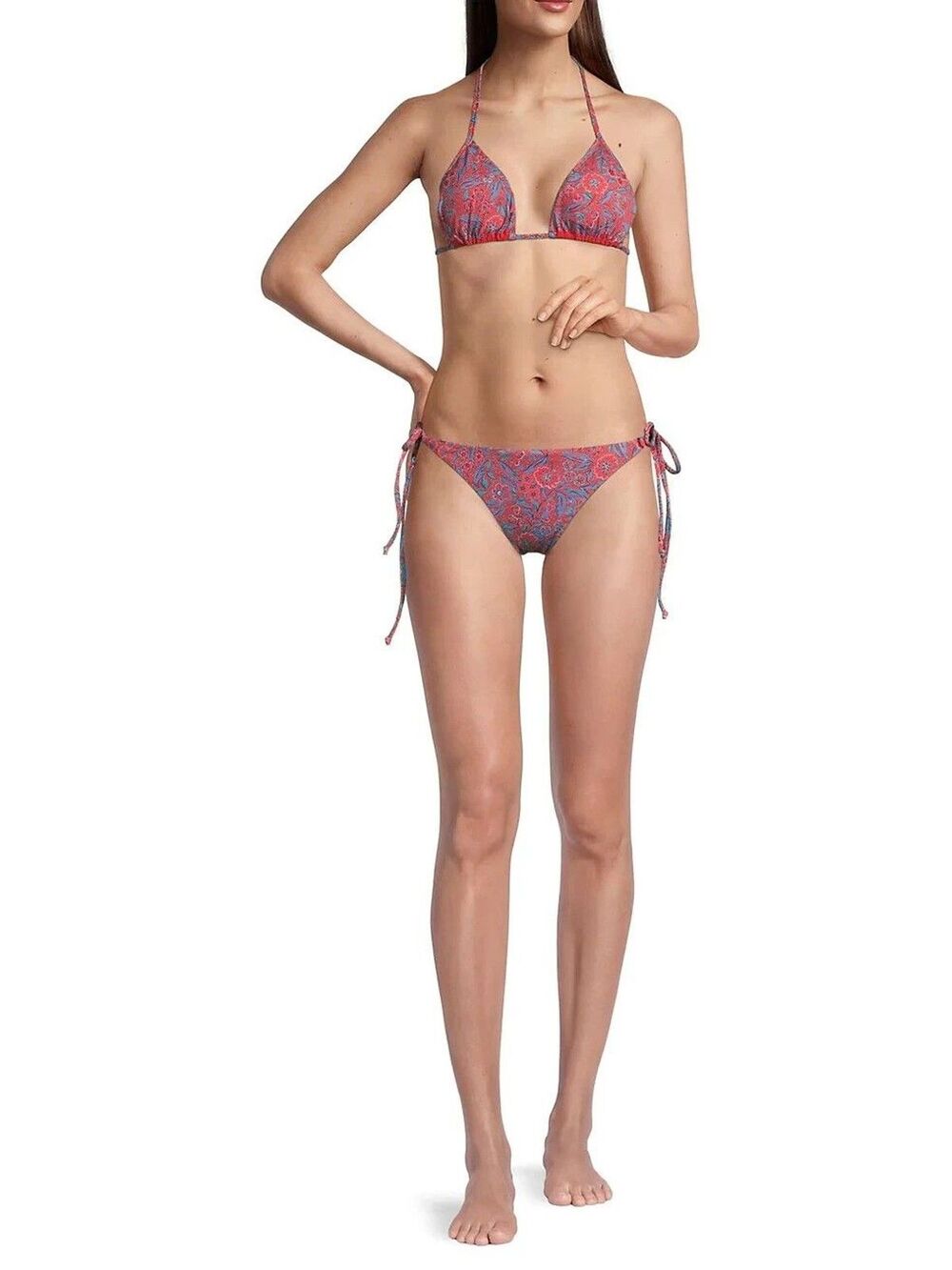 Veronica Beard Gavitella floral spicy red string Bikini BottomXS  NWT 128